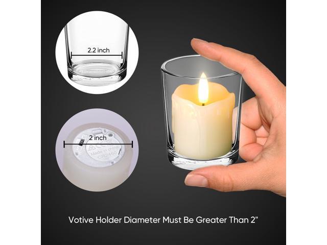 Homemory Flameless Votive Candles with Timer, 2' x 2' Real Wax, 400+Hour Realistic Black Wick Battery Operated Candles, Set of 6 for Wedding, Party...