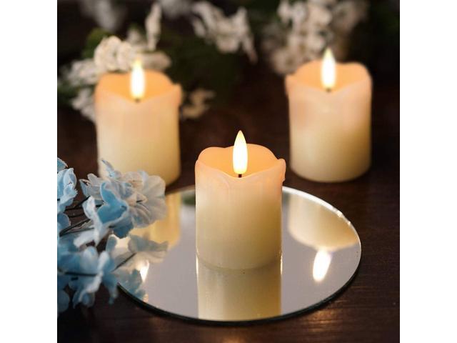 Homemory Flameless Votive Candles with Timer, 2' x 2' Real Wax, 400+Hour Realistic Black Wick Battery Operated Candles, Set of 6 for Wedding, Party...
