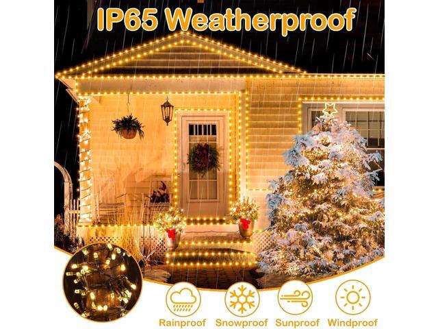 Decute 300LED Christmas String Lights Outdoor Waterproof 105FT UL Certified with End-to-End Plug 8 Modes, Warm White Indoor Starry Fairy Lights for...