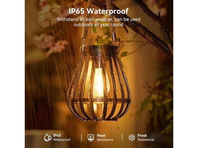 Hanging Solar Lanterns Outdoor Waterproof, Bright and Warm Lighting Up to 12 Hours, Premium Metal Lights with Twine for Yard Garden Patio Fence...