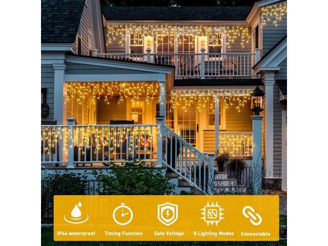 JMEXSUSS 38.8FT Icicle Lights for Outside, 400 LED Icicle Christmas Light Outdoor Indoor Plug in, Warm White Curtain String Lights for Wedding...