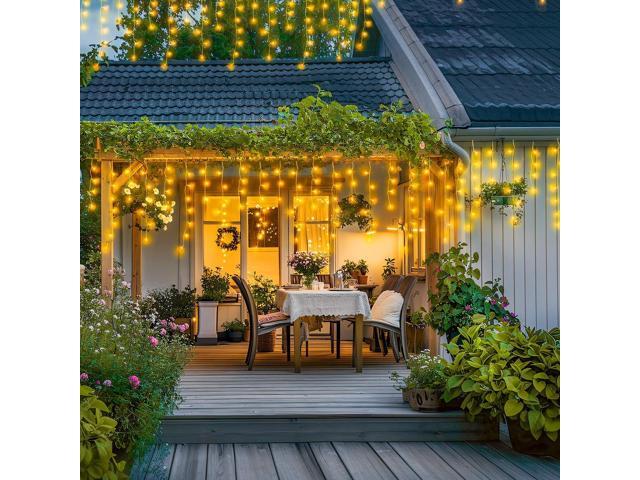 JMEXSUSS 38.8FT Icicle Lights for Outside, 400 LED Icicle Christmas Light Outdoor Indoor Plug in, Warm White Curtain String Lights for Wedding...