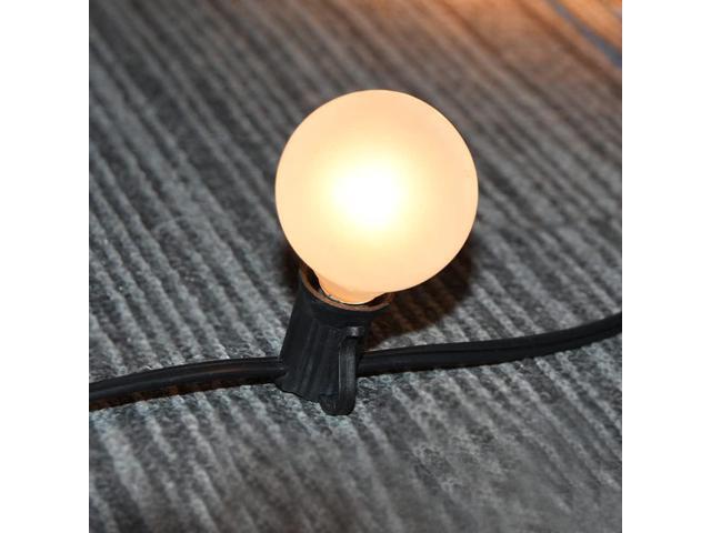 SUNSGNE 25Ft Outdoor Patio String Lights G40 with 27 Frosted White Globe Bulbs, Waterproof Connectable Hanging String Lights for Backyard Porch...
