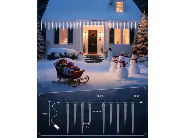Minetom Icicle Lights Outdoor with Clips, 20ft 100 LED 20 Tubes Twinkling Icicle String Lights, Connectable Waterproof Hanging Icicle Christmas...