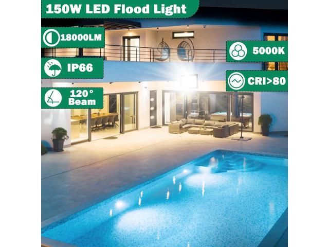 150W LED Flood Light,18000LM Floodlight with Plug,IP66 Waterproof Outdoor Lights, 5000K Daylight White Security Lights,Outdoor Floodlights for Yard...