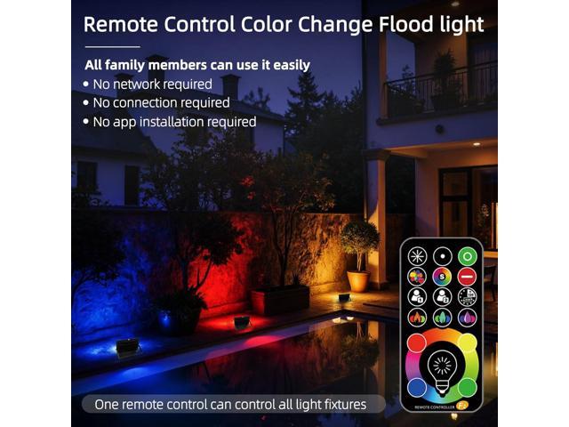LED Flood Light Outdoor, 50W RGB Color Changing 5000 Lumens FloodLight, DIY Strobe Mode, 120 Colors Uplight, Timing, RGBW 2700K Warm White, IP66...