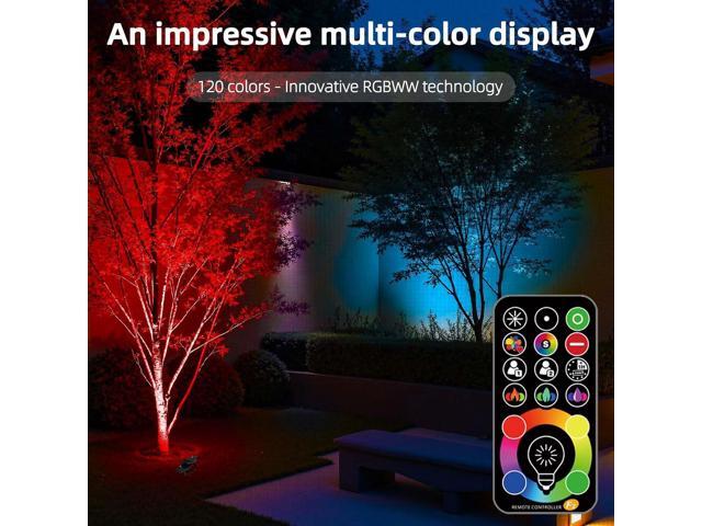 LED Flood Light Outdoor, 50W RGB Color Changing 5000 Lumens FloodLight, DIY Strobe Mode, 120 Colors Uplight, Timing, RGBW 2700K Warm White, IP66...
