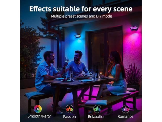 LED Flood Light Outdoor, 50W RGB Color Changing 5000 Lumens FloodLight, DIY Strobe Mode, 120 Colors Uplight, Timing, RGBW 2700K Warm White, IP66...