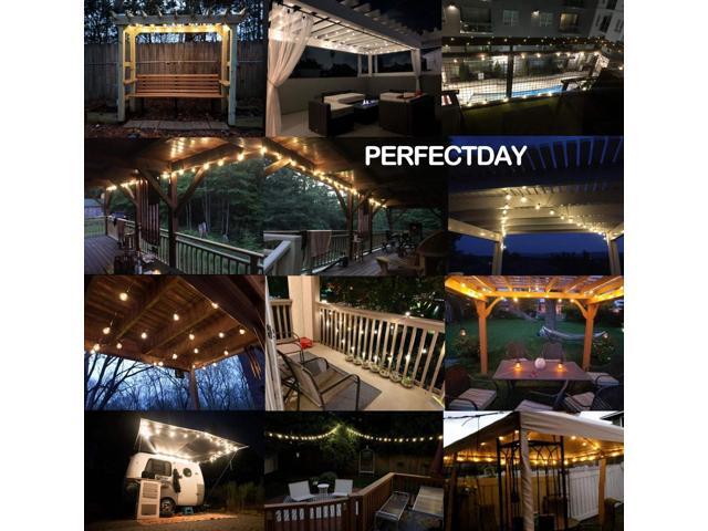 PERFECTDAY Solar String Lights, Shatterproof LED Solar String Light Outdoor G40 Umbrella Lights with 25 Bulbs - 27 Ft Patio Waterproof Lights