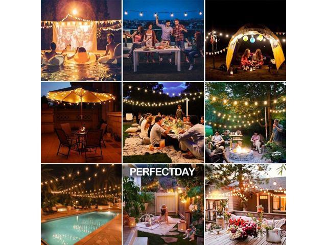 PERFECTDAY Solar String Lights, Shatterproof LED Solar String Light Outdoor G40 Umbrella Lights with 25 Bulbs - 27 Ft Patio Waterproof Lights
