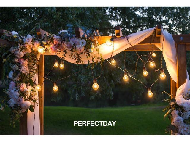 PERFECTDAY Solar String Lights, Shatterproof LED Solar String Light Outdoor G40 Umbrella Lights with 25 Bulbs - 27 Ft Patio Waterproof Lights
