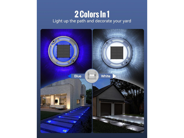 Solar Driveway Lights Dock Lights Waterproof 12 Pack, 2 Colors in 1 Outdoor LED Solar Deck Lights, Solar Powered Walk Way Light Road Marker for...