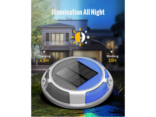 Solar Driveway Lights Dock Lights Waterproof 12 Pack, 2 Colors in 1 Outdoor LED Solar Deck Lights, Solar Powered Walk Way Light Road Marker for...