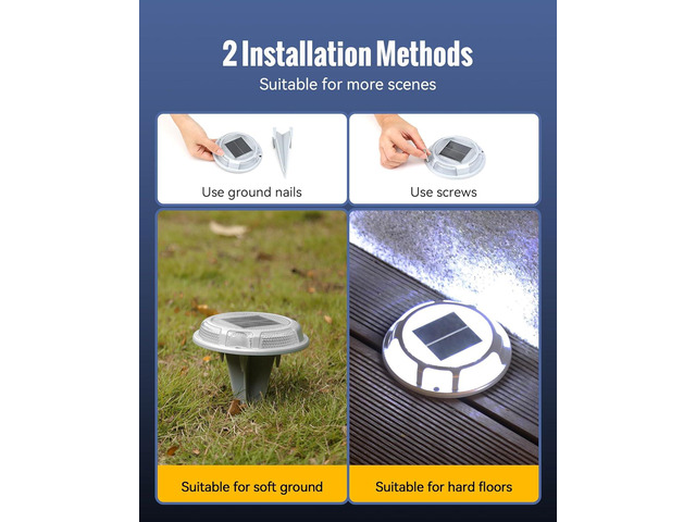 Solar Driveway Lights Dock Lights Waterproof 12 Pack, 2 Colors in 1 Outdoor LED Solar Deck Lights, Solar Powered Walk Way Light Road Marker for...