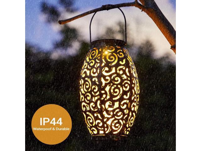 Solar Lanterns Outdoor Waterproof, 2 Pack Solar Garden Lanterns, LED Hanging Lanterns Solar Powered with Handle, Garden Decorative Retro Metal...