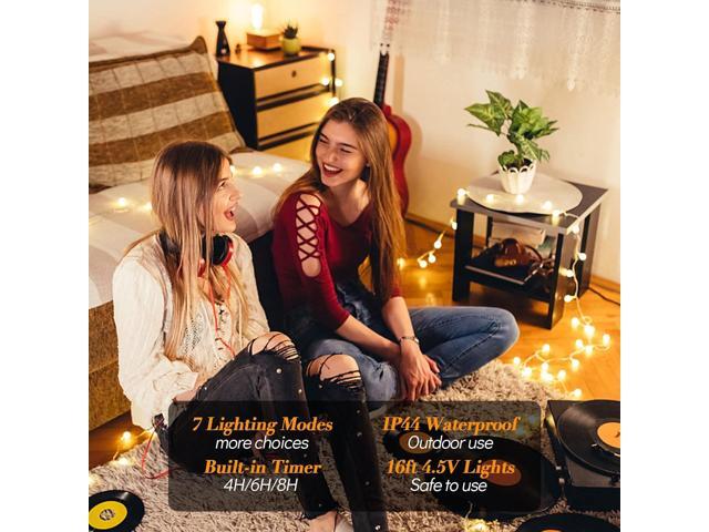 ALOVECO LED String Lights 16ft 50 LED Battery Operated String Lights Color Changing with Remote Waterproof Globe Starry Fairy Lights for Outdoor...