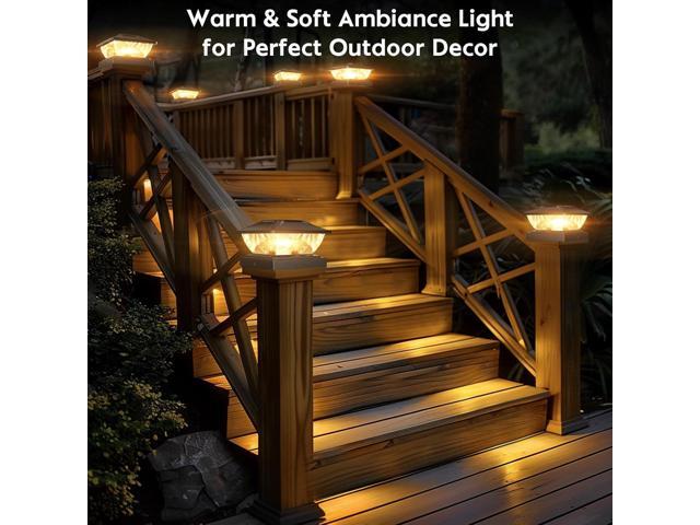 Solar Post Cap Lights Outdoor: 6 Pack 48 LED Fence Post Solar Lights - Solar Powered 2 Lighting Modes 4x4 Post Solar Lights for Deck Porch Patio...