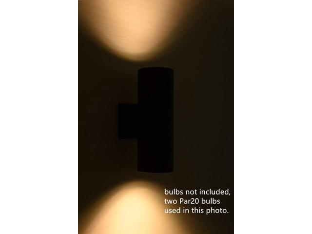 mirrea Modern Outdoor Porch Light Patio Light in 2 Lights with Matte Black Aluminum Cylinder and Tempered Glass Cover Waterproof Wall Sconce 6 Pack