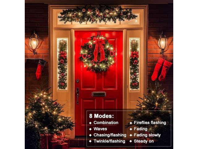 ZAIYW Battery Operated String Lights 4 Pack 16.5Ft 50LED String Lights with Remote Control 8 Modes Timer Christmas Lights Green Wire for Outdoor...