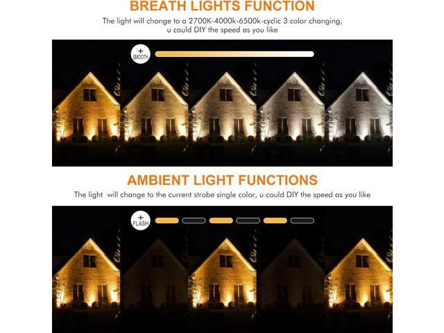 MEIHUA 6 in 1 Solar Spot Lights Outdoor, Solar Landscape Spotlights 2700K/4000K/6500K, 3 Brightness & Remote Control, IP66 Waterproof Spotlights...