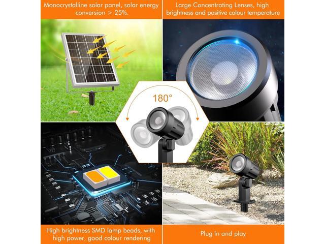 MEIHUA 6 in 1 Solar Spot Lights Outdoor, Solar Landscape Spotlights 2700K/4000K/6500K, 3 Brightness & Remote Control, IP66 Waterproof Spotlights...