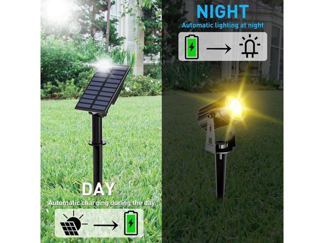 T-SUN Solar Spotlights Outdoor Waterproof, 2-in-1 Solar Landscape Spotlights LED Garden Spot Lights for Yard Tree Garden Pond Pool Area (Warm White)