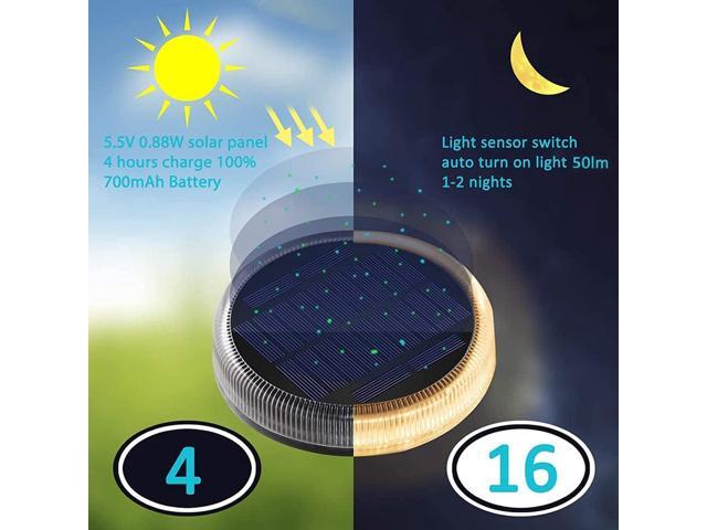 Solar Deck Lights, Driveway Walkway Dock Light Solar Powered Outdoor Waterproof Stair Step Pathway Ground LED Lamp for Backyard Patio Garden, Auto...