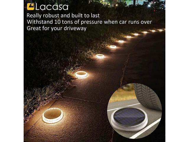 Solar Deck Lights, Driveway Walkway Dock Light Solar Powered Outdoor Waterproof Stair Step Pathway Ground LED Lamp for Backyard Patio Garden, Auto...