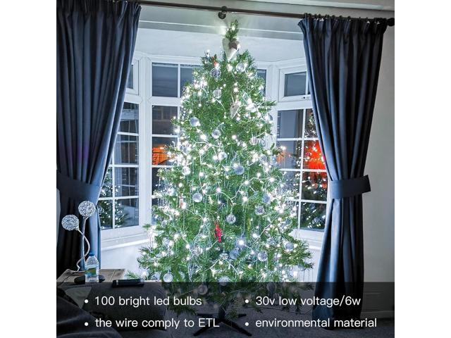 Hopolon 100LED White Christmas String Lights, 33ft Extendable Christmas Lights Outdoor Waterproof, 8 Modes LED White String Lights Indoor for Tree...