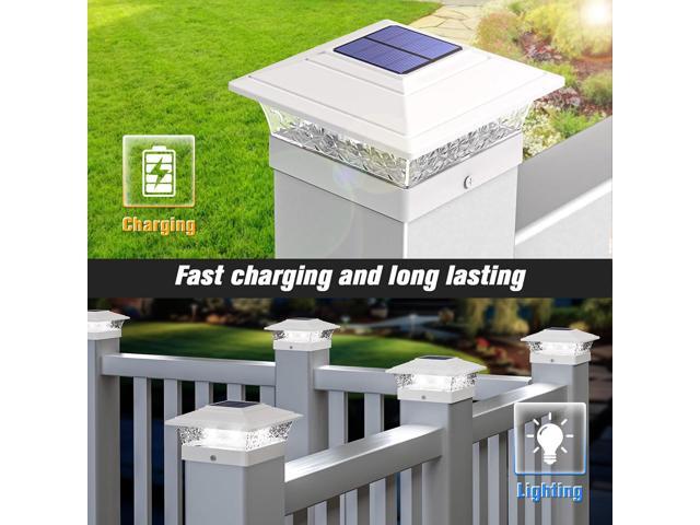 Solar Post Cap Lights Outdoor 12pack, Waterproof Fence Post Lights with 16 Ultra Bright LEDs Fit 4x4/5x5/6x6 Wood/Vinyl Posts, White Deck Post...