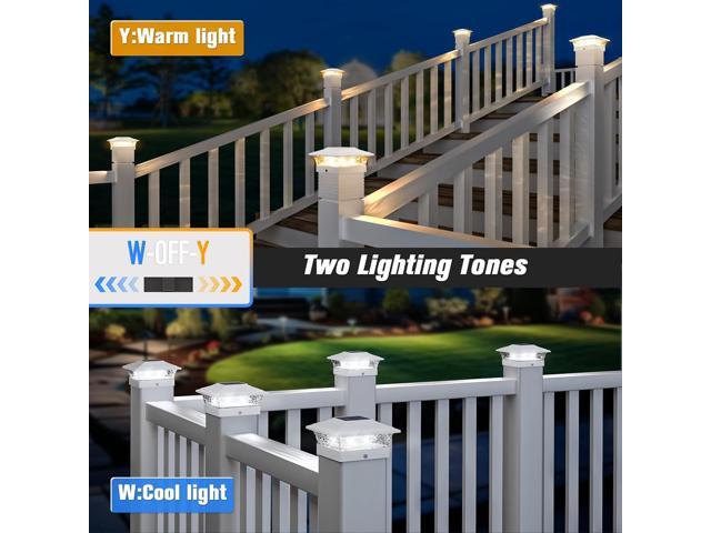 Solar Post Cap Lights Outdoor 12pack, Waterproof Fence Post Lights with 16 Ultra Bright LEDs Fit 4x4/5x5/6x6 Wood/Vinyl Posts, White Deck Post...
