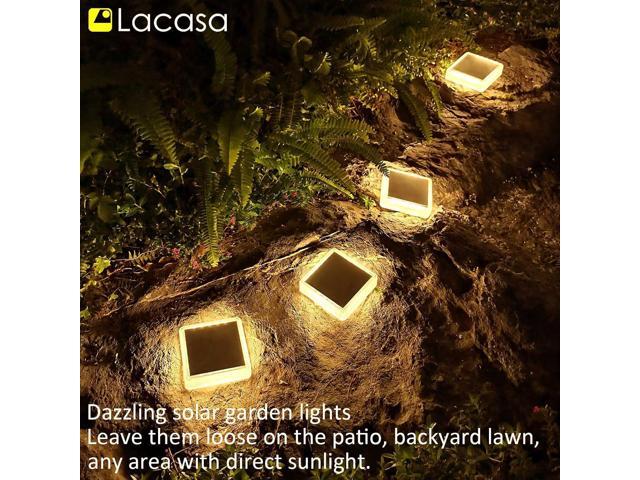 Lacasa Solar Deck Lights, 4 Pack 30LM LED Dock Lights Warm White 2700K, Outdoor Solar Powered Step Lights Light up All Night IP68 Waterproof Auto...