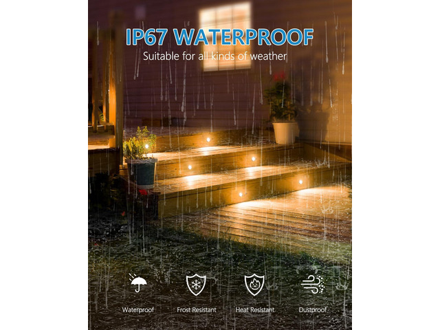 HIBOITEC Recessed LED Deck Light Kits(10 Pack), 12V Low Voltage Landscape Lighting IP67 Waterproof Outdoor Step Stair Lights Warm White Deck...
