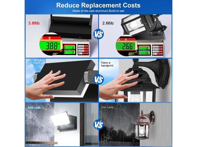 ledmo Outdoor LED Flood Lights - 60W Black 360 Adjustable Head Exterior Lighting Fixture 5000K Waterproof Wall Mount Yard Lights Switch Control...