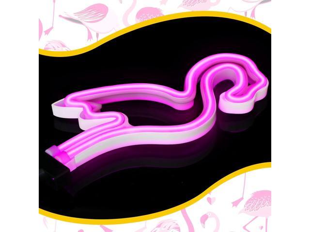 Hortsun Flamingo Solar Lights Outdoor Neon Light Yard Pink Flamingo Waterproof Decorations for Garden Patio Yard Pathway Decoration(4 Pack)
