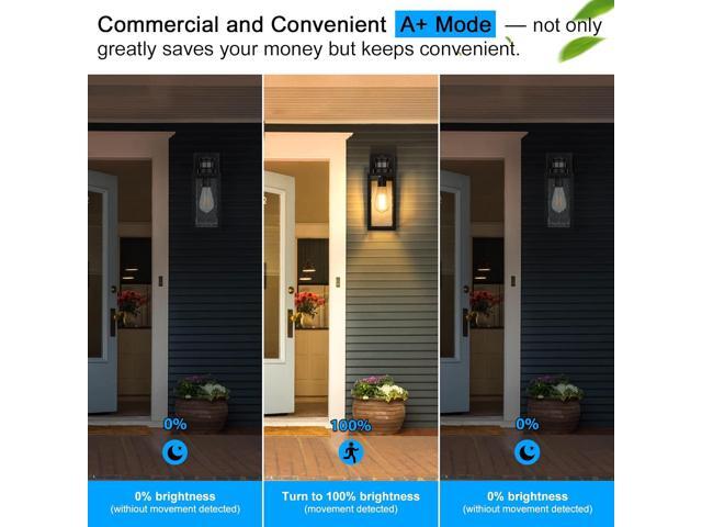 2-Pack Motion Sensor Outdoor Wall Lights, Upgraded Dusk to Dawn Exterior Wall Sconces Lanterns with Seeded Glass, Porch Light Fixtures Outside...