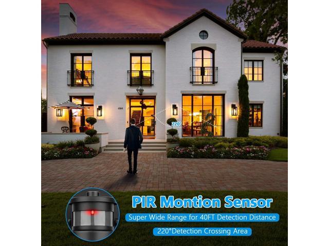 2-Pack Motion Sensor Outdoor Wall Lights, Upgraded Dusk to Dawn Exterior Wall Sconces Lanterns with Seeded Glass, Porch Light Fixtures Outside...