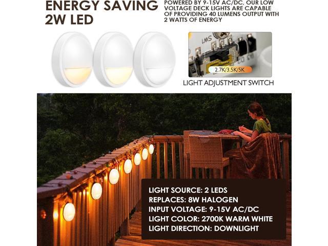 LED Low Voltage Deck Lights Outdoor Waterproof,6-Pack 3CCT Deck Lighting Fixtures Landscape Step,3W, 12V-24V AC/DC Die-cast Aluminum Housing Fence...