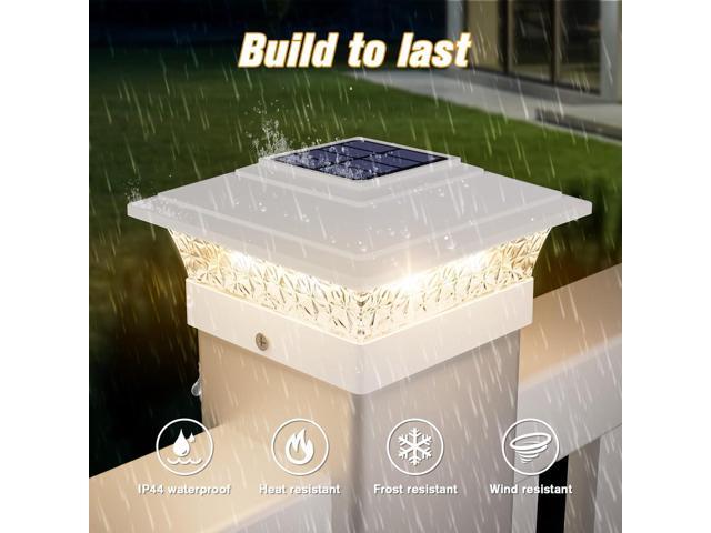 Solar Post Cap Lights Outdoor 12pack, Waterproof Fence Post Lights with 16 Ultra Bright LEDs Fit 4x4/5x5/6x6 Wood/Vinyl Posts, White Deck Post...