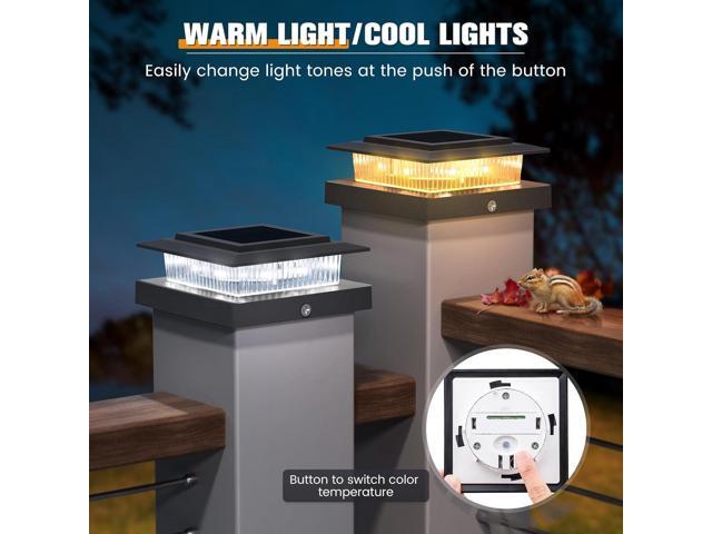 Post Cap Lights 8pack, 4x4 Deck Fence Post Solar Lights Outdoor with Warm White Lighting,Black Waterproof Solar Post Lights for Vinyl/Wood Posts to...
