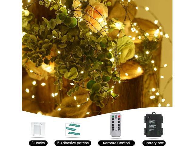 Dailyart 6feet 120 LED Starry Lights, Battery Operated Waterproof Dark Green Copper Wire Fairy Light String Light for Garland, Wreath, Patio,...