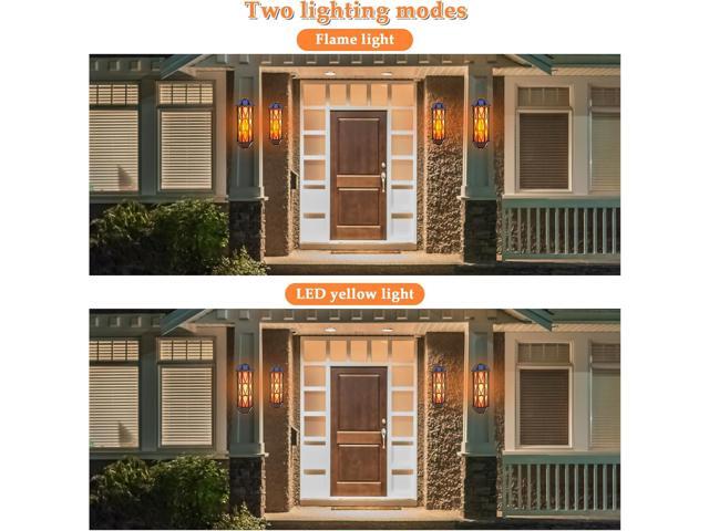 Solar Flame Wall Sconce Lights Outdoor, 74 LED Flickering Flame Sconces, Solar Powered Auto On/Off, Waterproof Wall Lanterns for House Garage...