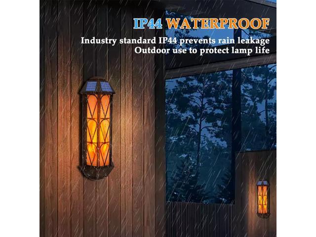Solar Flame Wall Sconce Lights Outdoor, 74 LED Flickering Flame Sconces, Solar Powered Auto On/Off, Waterproof Wall Lanterns for House Garage...