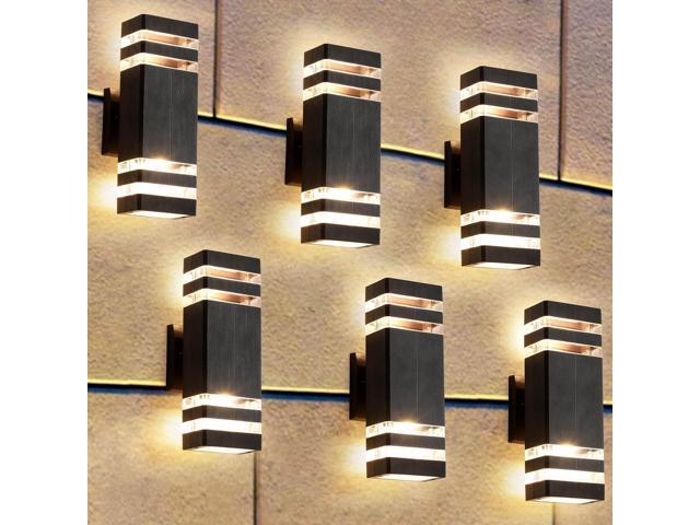 6 Pack Outdoor Lights, 14W IP65 3000K 1100LM Warm White Porch Lights, Aluminum for House Porch Patio Garage
