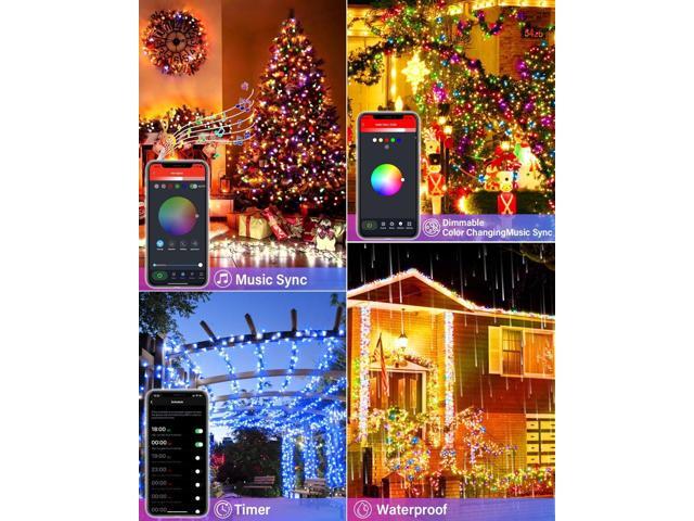 165FT 500Led Smart Outdoor Christmas Lights, Dynamic DIY Color Changing Christmas String Lights App Remote Control, Group Control Fairy Twinkle...