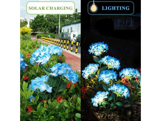 Garden Lights Solar Flower Light, LED Solar Powered Outdoor Light Decor for Path Yard Walkway Patio Balcony Lawn, Hydrangea Artificial Flower...