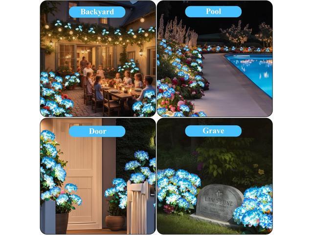 Garden Lights Solar Flower Light, LED Solar Powered Outdoor Light Decor for Path Yard Walkway Patio Balcony Lawn, Hydrangea Artificial Flower...