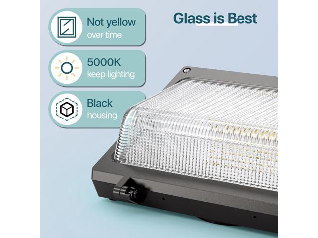 LED Wall Pack Light: 120W 18000lm LED Security Flood Lighting with Dusk to Dawn Photocell - Glass Lens Outdoor LED Wall Lights 2Pakcs for Yard ETL...