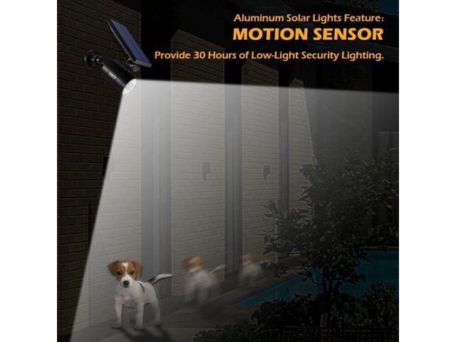 Solar Motion Sensor Lights Outdoor Waterproof Solar Motion Spot Lights for Outside Garden Patio Garage Deck Post, 2-Year 100% Free Warranty(Black 2...