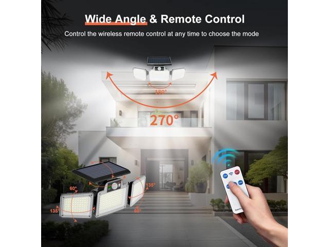 280 LED Solar Flood Security Lights, Solar Outside Lights with Remote Control, Solar Powered Motion Sensor Lights Outdoor, Waterproof for Porch,...